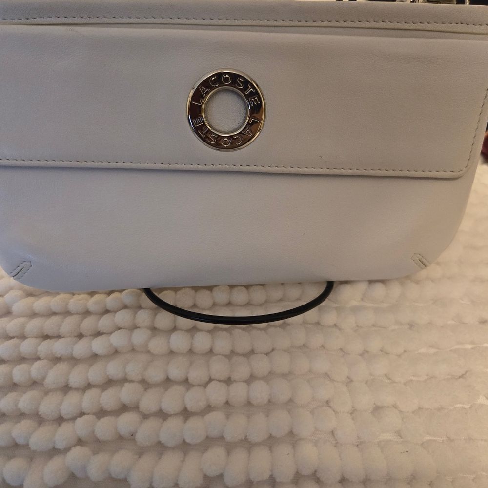 Lacoste White Leather Wristlet